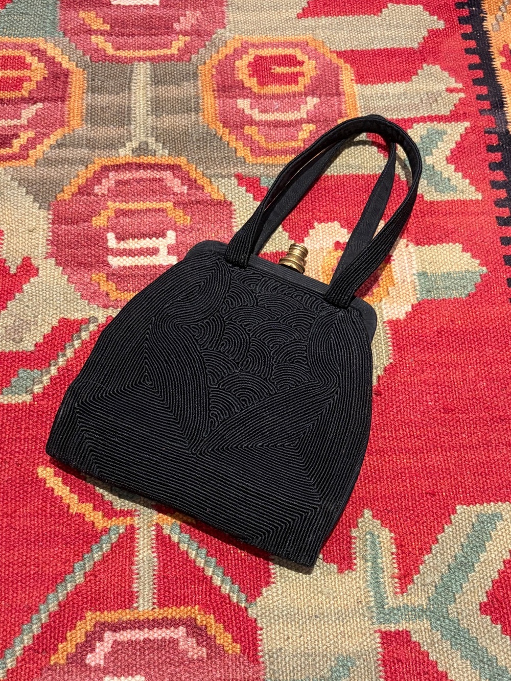 1940s mini black evening bag